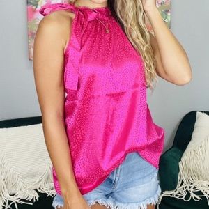 ⭐️ New - First Love - Link Leopard Silky Halter Blouse - Women's Small
